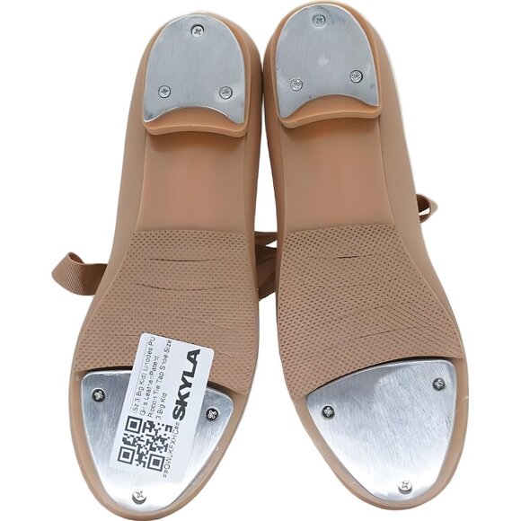 Linodes Ribbon Tie Tap Shoes Tan Girls US 3 - Picture 6 of 6